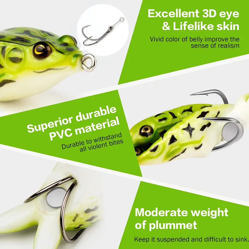 Frog Topwater Diving Lures - 13.5g Wobblers with Double Props