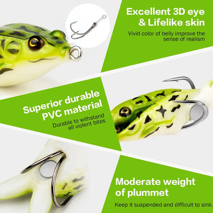 Frog Topwater Diving Lures - 13.5g Wobblers with Double Props